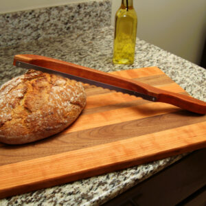 Handmade Cherry & Walnut Bread Board with Cherry Bow Knife