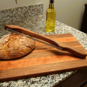 Handmade Walnut & Cherry Bread Board w/Walnut Bow Knife