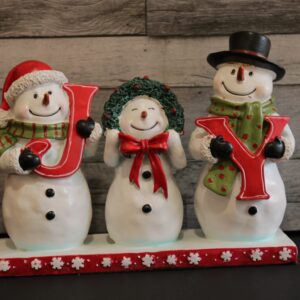 Snowmen Holding “JOY” Letters – Festive Holiday Home Décor