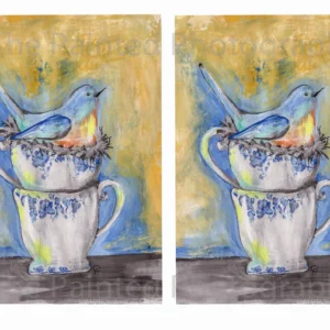 Blue Bird Nesting Rice Paper (Decoupage Paper)